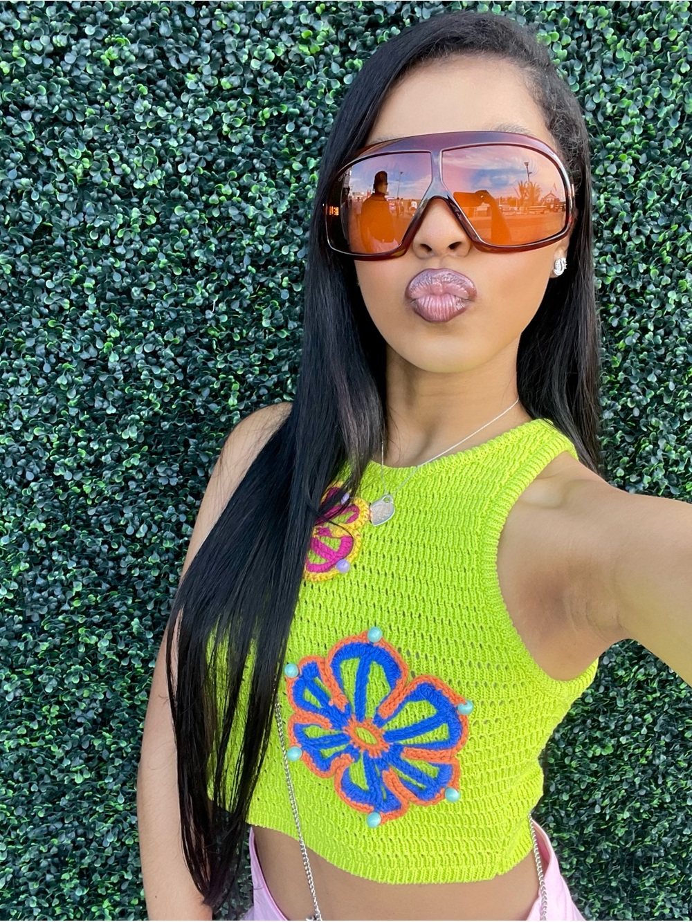 Zara Crochet Tank with Colorful Floral Appliqués